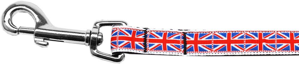 Tiled Union Jack(UK Flag) Nylon Ribbon Leash (Option: 5/8 inch wide 4ft Long)