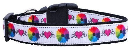 Technicolor Love Nylon Ribbon Dog Collars (Option: Medium)