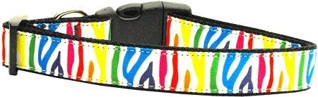 Zebra Rainbow Nylon Dog Collar (Option: Sm)