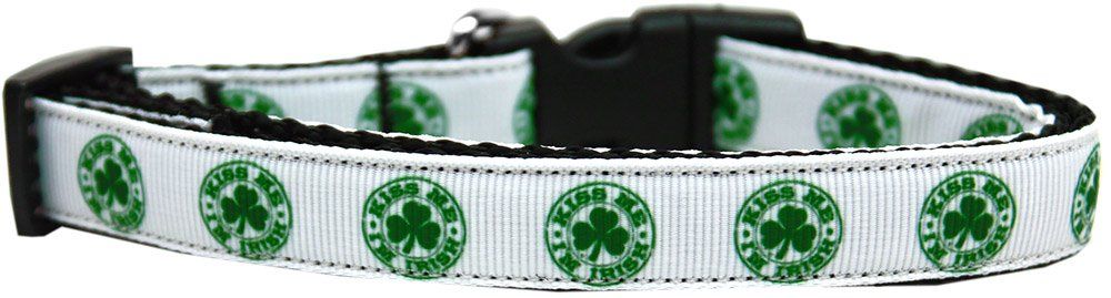 Kiss Me (Option: I'm Irish Nylon Ribbon Dog Collar Medium Narrow)
