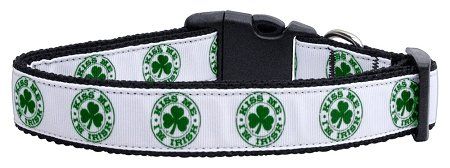Kiss Me (Option: I'm Irish Nylon Ribbon Dog Collars Large)