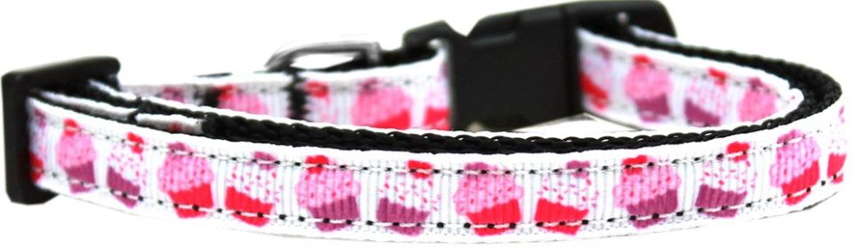 Pink and Purple Cupcakes Nylon Ribbon Dog Collar (Option: Sm)