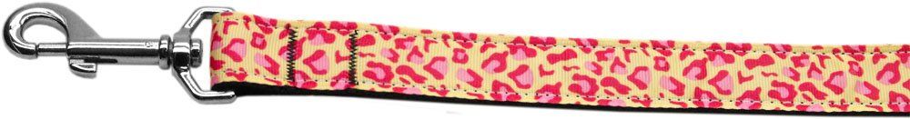 Tan and Pink Leopard Nylon Dog Leash (Option: 3/8 inch wide 6ft Long)