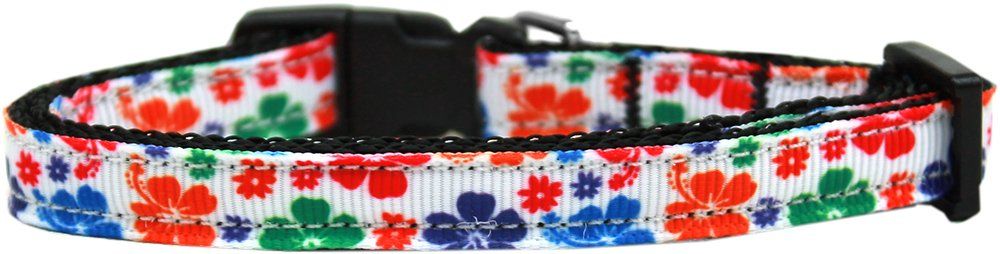 Multi (Option: ColoRed Hawaiian Hibiscus Nylon Ribbon Dog Collar Sm)