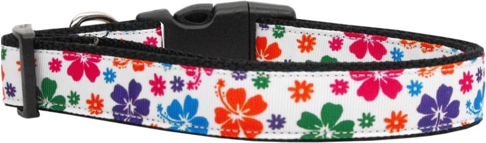 Multi (Option: ColoRed Hawaiian Hibiscus Nylon Dog Collars Medium)