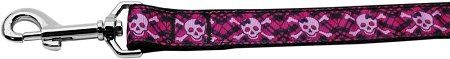Hot Pink Plaid Skulls Nylon Dog Leash (Option: 5/8 inch wide 6ft Long)