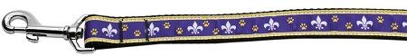 Purple and Yellow Fleur de Lis Nylon Dog Leash (Option: 6 Foot Leash)