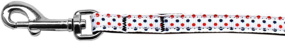 Patriotic Polka Dots Nylon Ribbon Pet Leash (Option: 3/8 inch wide 6Ft Lsh)