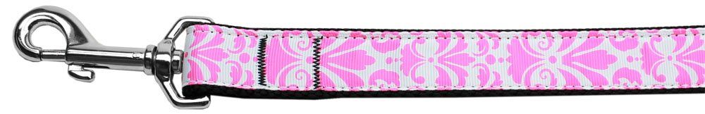 Damask Light Pink Nylon Dog Leash (Option: 3/8 inch wide 6ft Long)