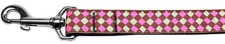 Pink Checkers Nylon Dog Leash (Option: 5/8 inch wide 6ft Long)