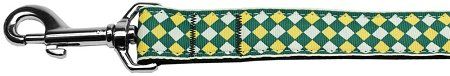 Green Checkers Nylon Dog Leash (Option: 5/8 inch wide 6ft Long)