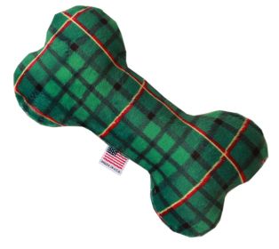 6" Plush Bone Dog Toy (Option: Green Plaid)