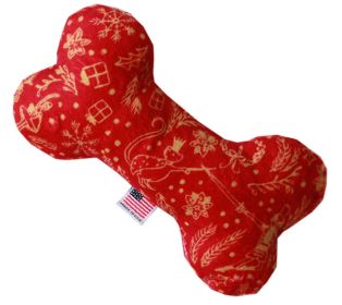 6" Plush Bone Dog Toy (Option: Red Holiday Whimsy)