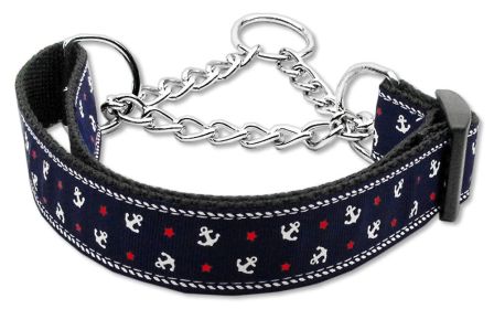 Anchors Nylon Ribbon Collar (Option: Martingale Blue Medium)