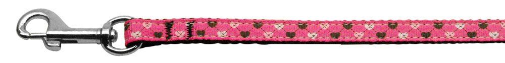 Argyle Hearts Nylon Ribbon Leash (Option: Bright Pink 3/8 wide 6ft Long)