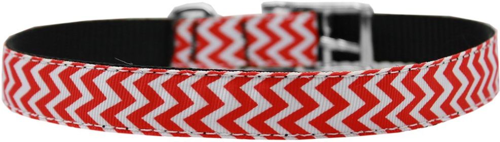 Chevrons Nylon Dog Collar (Option: with classic buckle 3/4" Red Size 22)