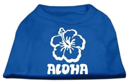 Aloha Flower Screen Print Shirt (Option: Blue XXL)