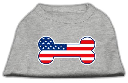 Bone Shaped American Flag Screen Print Shirts (Option: Grey XS)