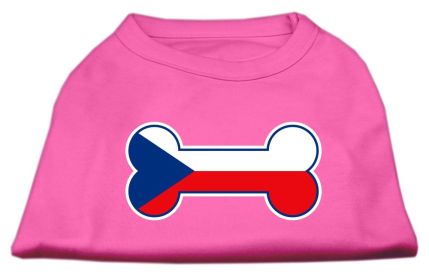 Bone Shaped Czech Republic Flag Screen Print Shirts (Option: Bright Pink XXL)