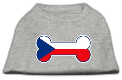 Bone Shaped Czech Republic Flag Screen Print Shirts (Option: Grey XS)