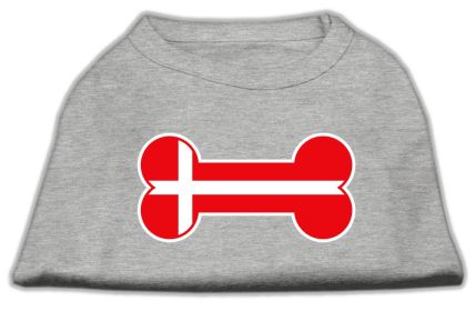 Bone Shaped Denmark Flag Screen Print Shirts (Option: Grey XS)