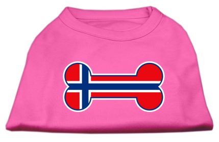 Bone Shaped Norway Flag Screen Print Shirts (Option: Bright Pink XS)