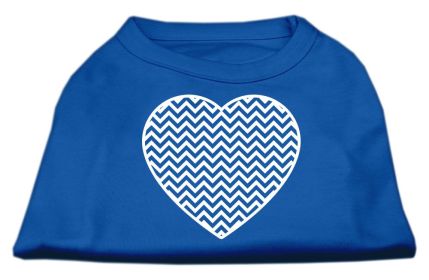 Chevron Heart Screen Print Dog Shirt (Option: Blue XXXL)