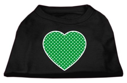 Green Swiss Dot Heart Screen Print Shirt (Option: Black XXXL)