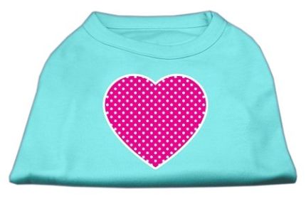 Pink Swiss Dot Heart Screen Print Shirt (Option: Aqua XXL)