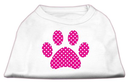 Pink Swiss Dot Paw Screen Print Shirt (Option: White XXL)