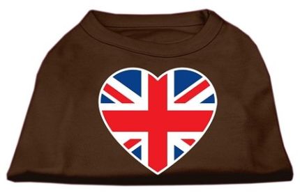 British Flag Heart Screen Print Shirt (Option: Brown XXL)