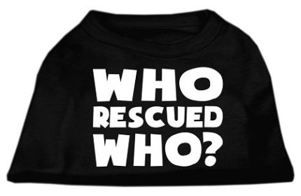 Who Rescued Who Screen Print Shirt (Option: Black XXXL)