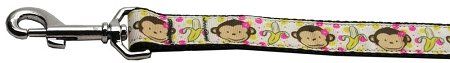 Monkeys and Bananas Nylon Dog Leash (Option: 5/8 inch wide 6ft Long)