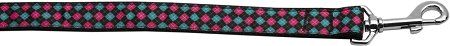 Pink and Blue Plaid Nylon Dog Leash (Option: 5/8 inch wide 6ft Long)