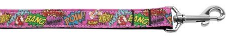 Superhero Sound Effects Pink Nylon Dog Leash (Option: 5/8 inch wide 6ft Long)
