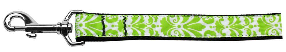 Damask Lime Green Nylon Dog Leash (Option: 5/8 inch wide 6ft Long)