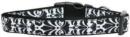 Damask (Option: Black Nylon Dog Collar XS)