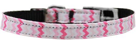Sweet Chevrons Nylon Dog Collar (Option: with classic buckle 3/8" Size 16)