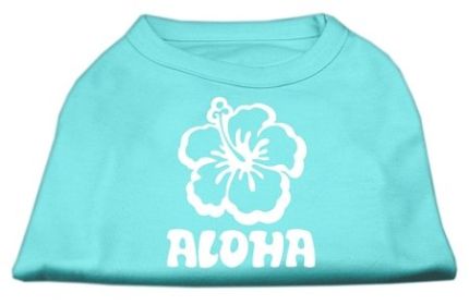 Aloha Flower Screen Print Shirt (Option: Aqua XS)