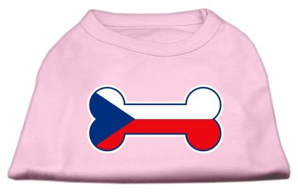 Bone Shaped Czech Republic Flag Screen Print Shirts (Option: Light Pink XL)