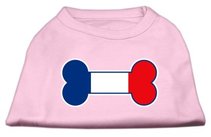 Bone Shaped France Flag Screen Print Shirts (Option: Light Pink XL)
