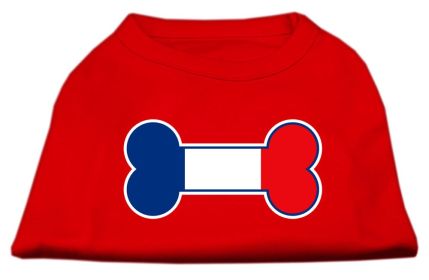 Bone Shaped France Flag Screen Print Shirts (Option: Red XL)