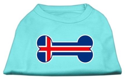 Bone Shaped Iceland Flag Screen Print Shirts (Option: Aqua XS)