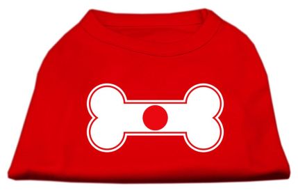 Bone Shaped Japan Flag Screen Print Shirts (Option: Red XL)