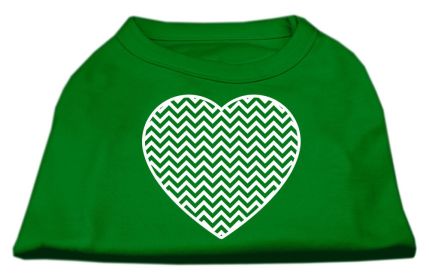 Chevron Heart Screen Print Dog Shirt (Option: Green XL)