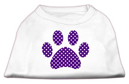 Purple Swiss Dot Paw Screen Print Shirt (Option: White XL)