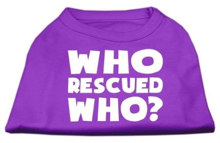 Who Rescued Who Screen Print Shirt (Option: Purple XS)