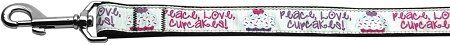 Peace Love Cupcakes Nylon Dog Leash (Option: 5/8 inch wide 6ft Long)