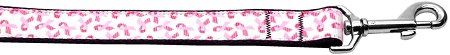 Pink Ribbons on White Nylon Dog Leash (Option: 5/8 inch wide 4ft Long)