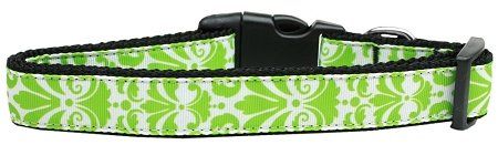 Damask Lime Green Nylon Dog Collar (Option: XL)